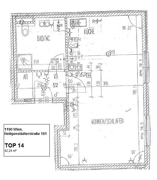 Wohnung zur Miete 598 € 1 Zimmer 42,2 m²<br/>Wohnfläche 2.<br/>Geschoss Heiligenstädterstraße 181 Wien 1190