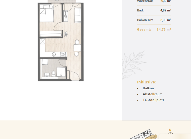 Wohnung zum Kauf - Erstbezug 195.000 € 2 Zimmer 34,8 m² EG frei ab 01.12.2027 Geisenhausen 84144