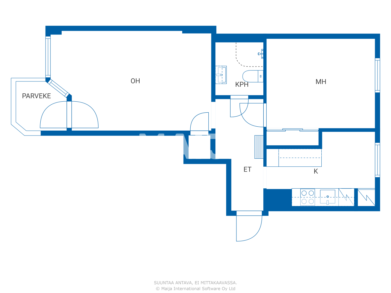 Studio zum Kauf 334.000 € 2 Zimmer 52 m²<br/>Wohnfläche 6.<br/>Geschoss Huopalahdentie 7 Helsinki 00330