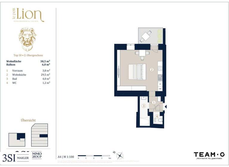 Studio zum Kauf - Erstbezug 405.000 € 1 Zimmer 38,5 m² 2. Geschoss Rotenlöwengasse 16 Wien 1090