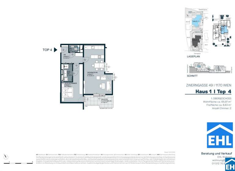 Wohnung zum Kauf - Erstbezug provisionsfrei 588.760 € 2 Zimmer 66,3 m² 1. Geschoss Zwerngasse Wien 1170