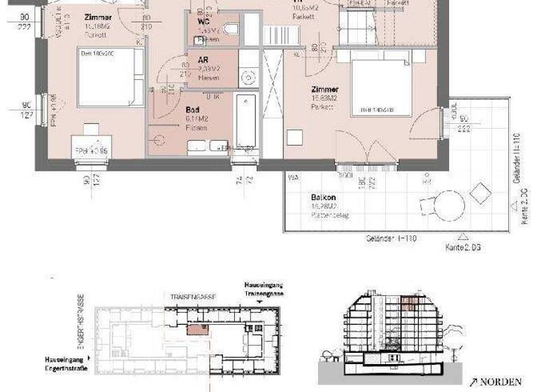 Wohnung zum Kauf - Erstbezug 1.078.700 € 4 Zimmer 126 m² frei ab 30.06.2028 Wien,Brigittenau 1200