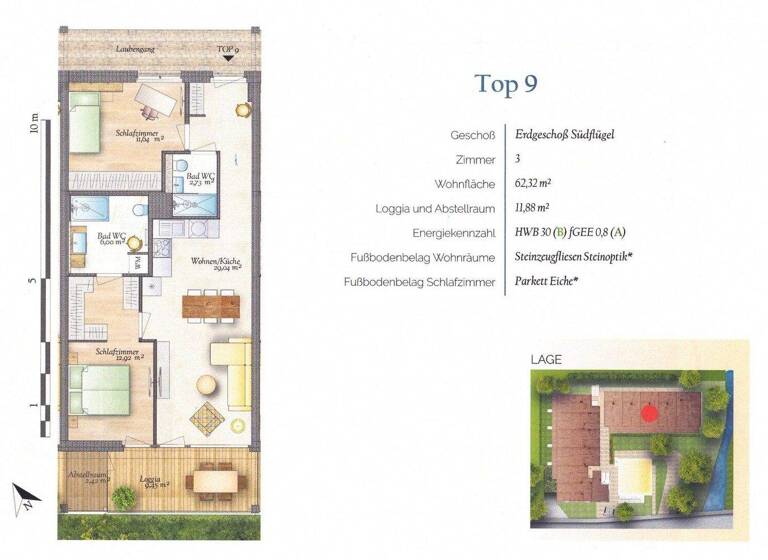 Wohnung zur Miete 769 € 3 Zimmer 62,3 m² EG Pitten 2823