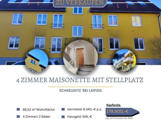 Maisonette zum Kauf 179.900 € 4 Zimmer 86,5 m² 3. Geschoss Schkeuditz Schkeuditz 04435