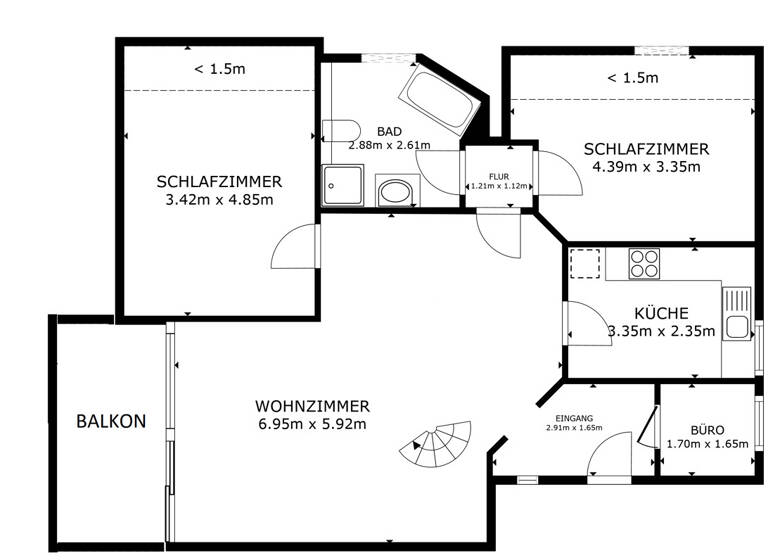 Wohnung zur Miete 750 € 3,5 Zimmer 81,7 m²<br/>Wohnfläche Dachgeschoss<br/>Geschoss 01.07.2025<br/>Verfügbarkeit Kleinhammer Werdohl 58791