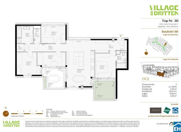 Wohnung zum Kauf - Erstbezug 870.000 € 5 Zimmer 110,4 m² 2. Geschoss Hilde-Güden-Promenade 11 Wien 1030