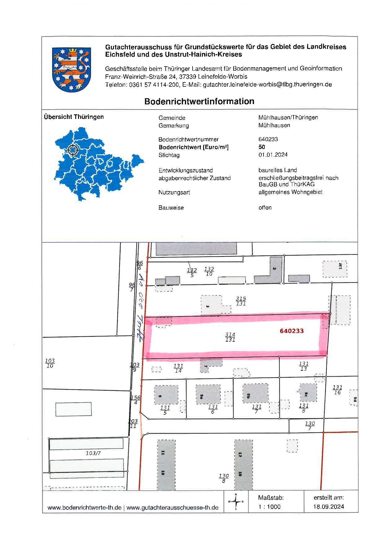 Grundstück zum Kauf provisionsfrei 59 € 2.528 m²<br/>Grundstück Mühlhausen Mühlhausen 99974