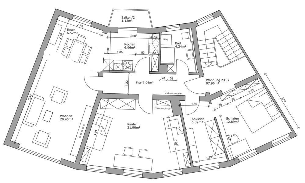 Wohnung zur Miete 1.080 € 3 Zimmer 87 m²<br/>Wohnfläche Ebersberg Ebersberg 85560