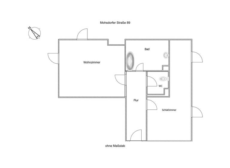 Wohnung zur Miete 325 € 2 Zimmer 52 m² Mohsdorfer Str. 89 Burgstädt 09217