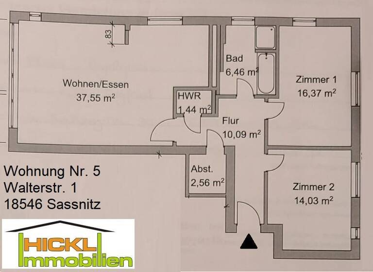 Wohnung zum Kauf 449.000 € 3 Zimmer 90,7 m² 1. Geschoss frei ab sofort Walterstr. 1 Sassnitz 18546