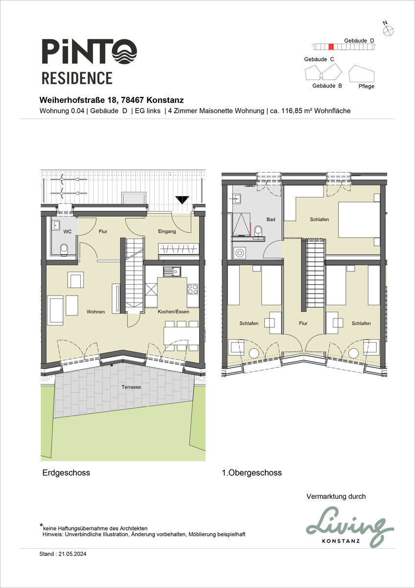 Maisonette zur Miete 2.395 € 4 Zimmer 116,9 m²<br/>Wohnfläche EG<br/>Geschoss 01.03.2025<br/>Verfügbarkeit Petershausen-West Konstanz 78467