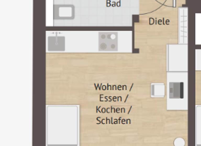 Studio zum Kauf - Erstbezug provisionsfrei als Kapitalanlage geeignet 210.000 € 2 Zimmer 23 m² Felseckerstr. 1 Gärten b Wöhrd Nürnberg 90489