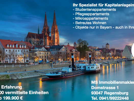 Wohnung zum Kauf provisionsfrei 199.900 € 1 Zimmer 24 m² Galgenberg Regensburg 93053