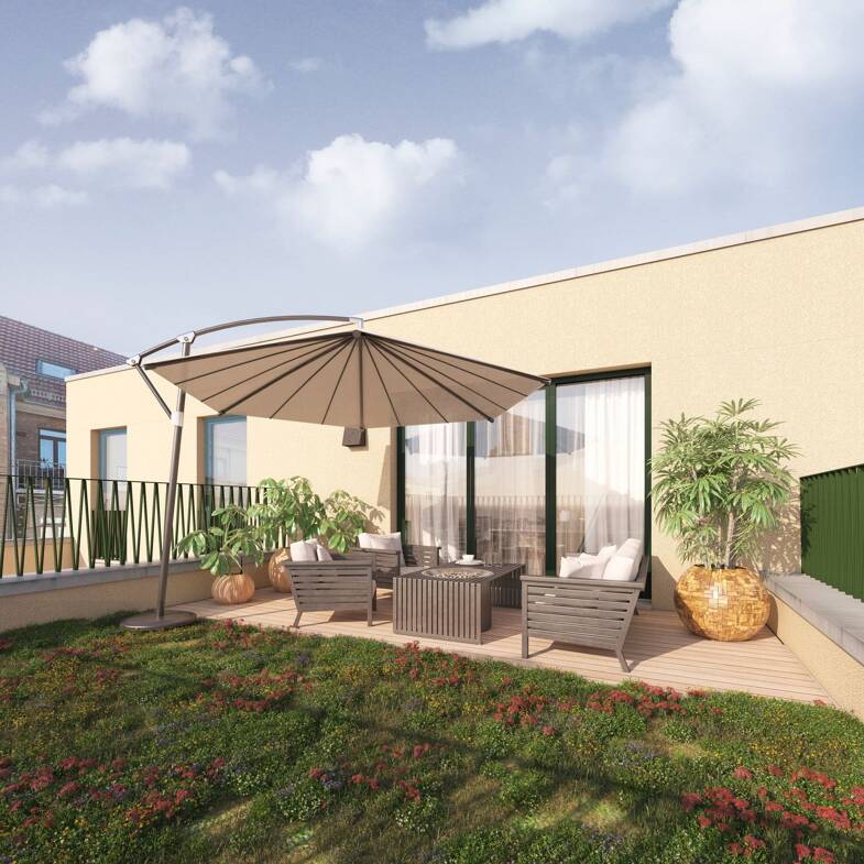 Terrassenwohnung zur Miete - Neubau 1.461 € 4 Zimmer 97,4 m² Dachgeschoss, 3. Geschoss frei ab 01.12.2025 Jacobstraße 14 Innenstadt Halle (Saale) 06110