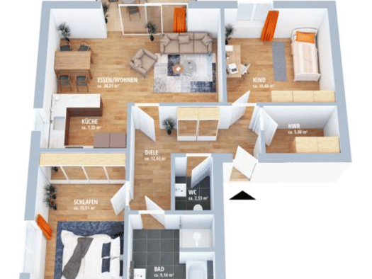Wohnung zur Miete 1.290 € 3 Zimmer 95 m² Schallershofer Straße 14 Stadtrandsiedlung Erlangen 91056