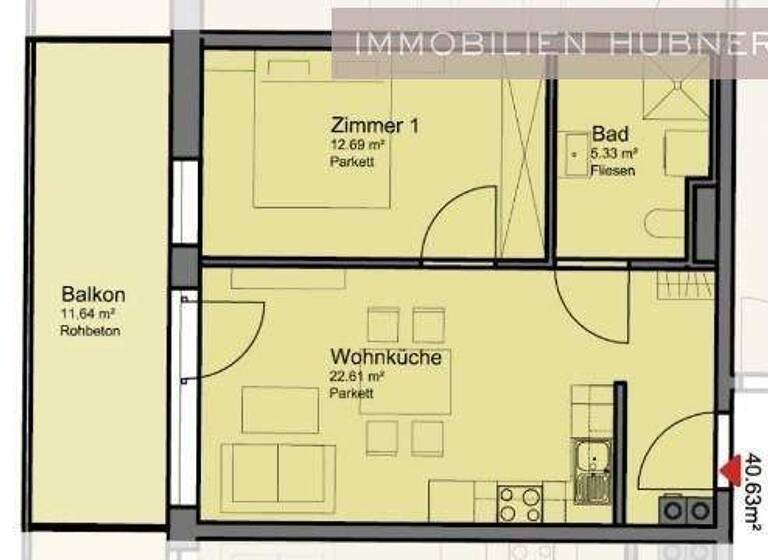 Wohnung zur Miete 518 € 2 Zimmer 41 m² 3. Geschoss frei ab 01.06.2026 Wiener Neustadt 2700