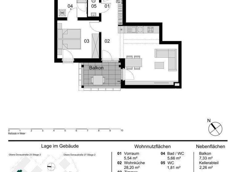 Wohnung zum Kauf - Erstbezug 522.000 € 2 Zimmer 53,8 m² 4. Geschoss Obere Donaustraße 23 Wien 1020