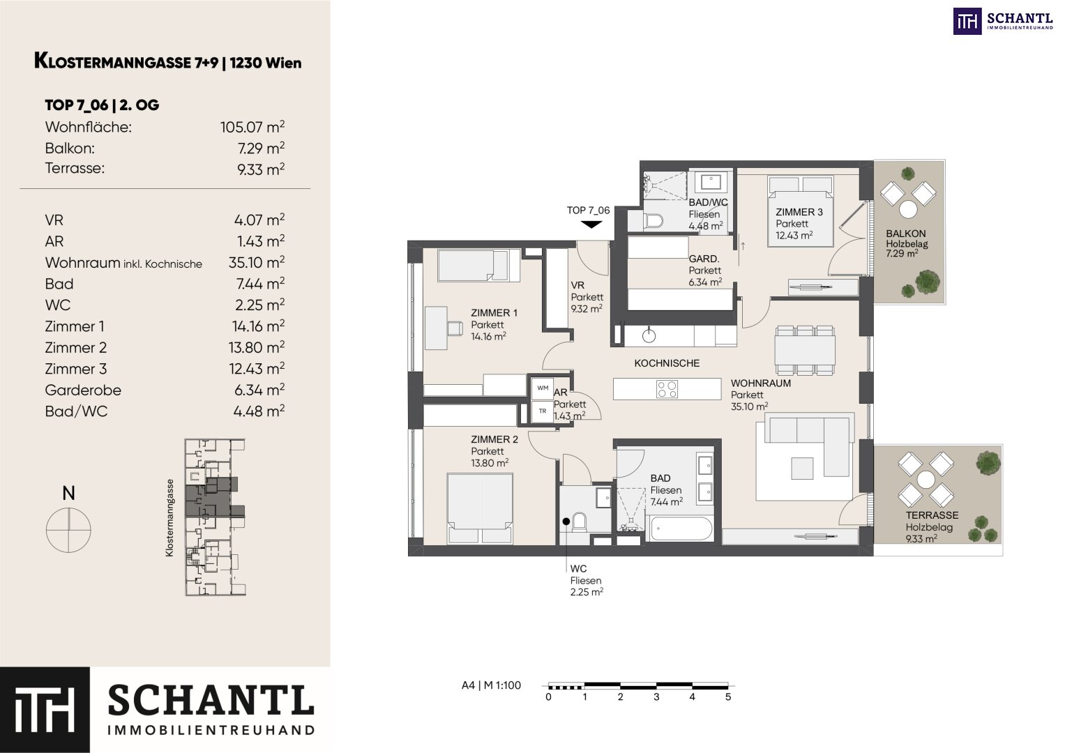 Terrassenwohnung zum Kauf 570.000 € 4 Zimmer 106,6 m²<br/>Wohnfläche 2.<br/>Geschoss Klostermanngasse Wien 1230