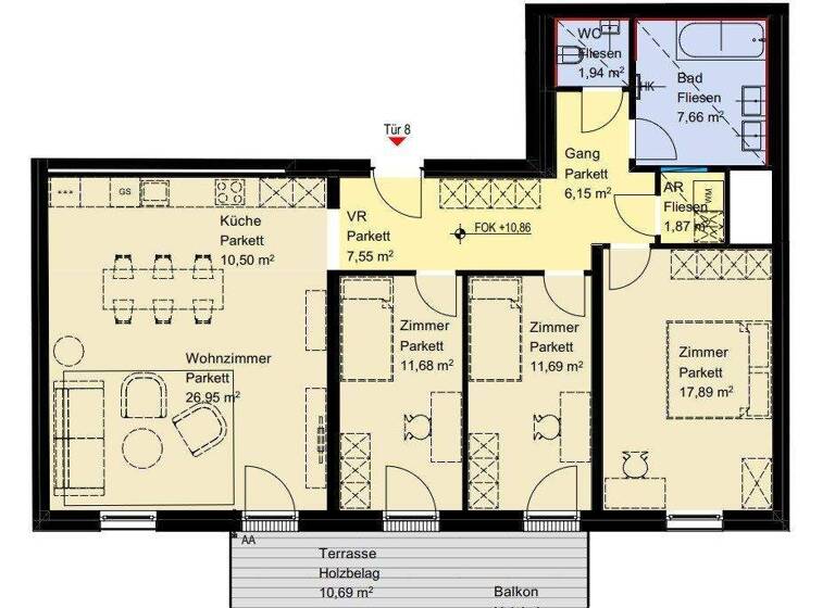 Wohnung zum Kauf - Erstbezug 879.000 € 4 Zimmer 103,9 m² 3. Geschoss Wien 1020