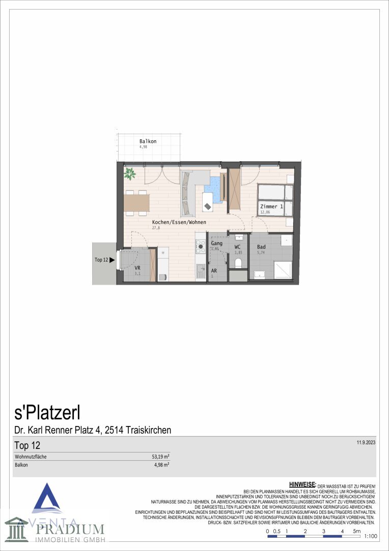 Wohnung zum Kauf 306.000 € 2 Zimmer 53,2 m²<br/>Wohnfläche 1.<br/>Geschoss Traiskirchen 2514