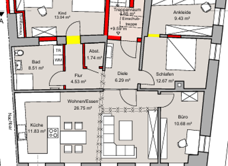 Wohnung zur Miete 701 € 4 Zimmer 105 m² Geschoss 3/4 frei ab 01.07.2026 Wittlich 54516