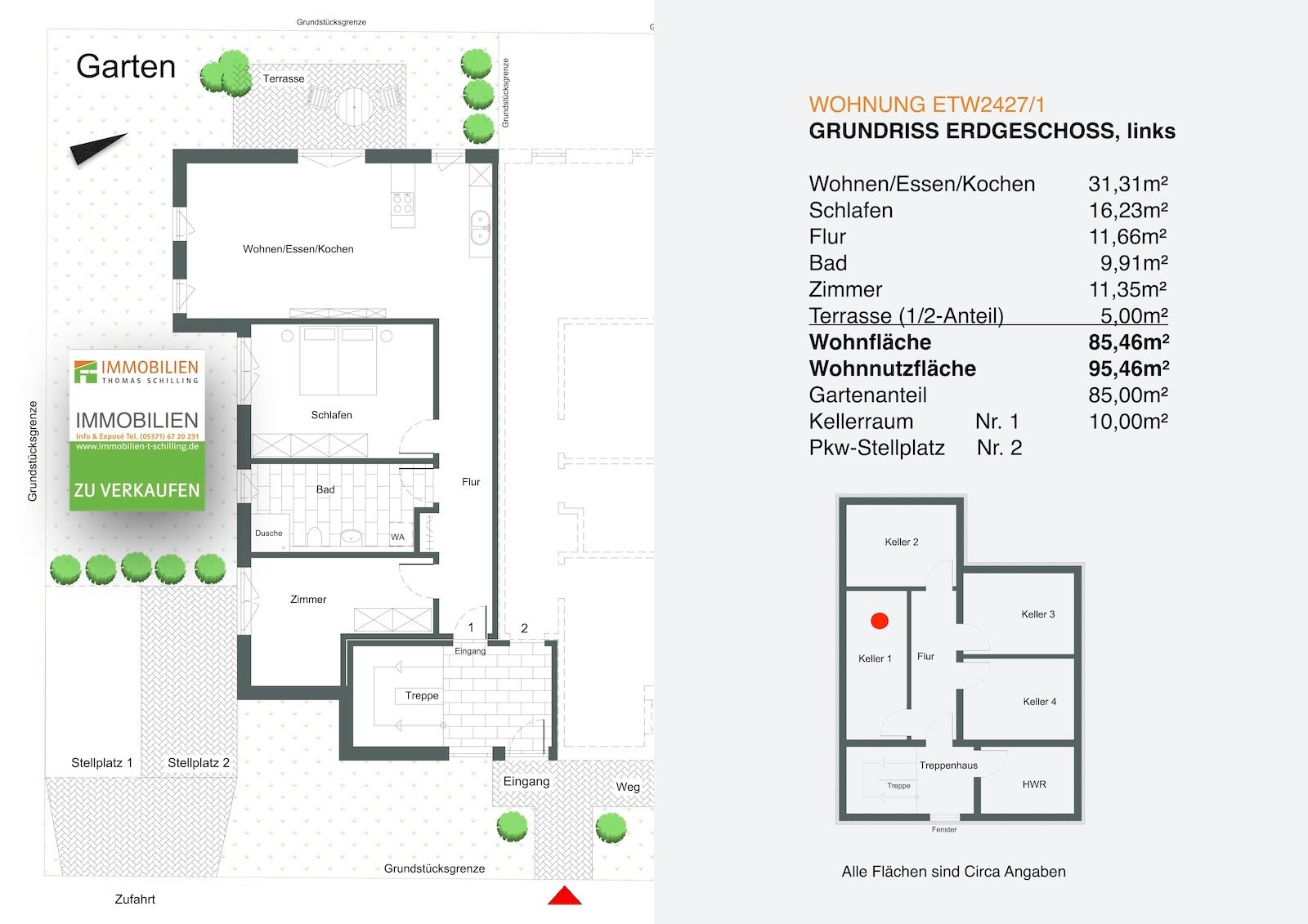 Wohnung zum Kauf provisionsfrei 322.000 € 3 Zimmer 85,5 m²<br/>Wohnfläche EG<br/>Geschoss Waller Weg 4 Veltenhof Braunschweig 38112