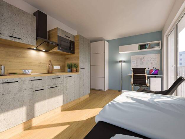 Wohnung zum Kauf - Erstbezug provisionsfrei als Kapitalanlage geeignet 195.000 € 1 Zimmer 22 m² Felseckerstraße 1 Gärten b Wöhrd Weiterer Innenstadtgürtel West / Nord / Ost 90489