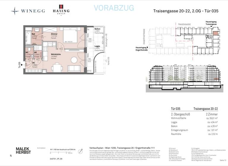 Wohnung zum Kauf - Erstbezug 269.500 € 2 Zimmer 39,8 m² 2. Geschoss Traisengasse 20-22 Wien 1200
