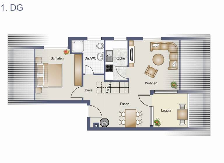 Wohnung zum Kauf 199.900 € 2,5 Zimmer 60 m²<br/>Wohnfläche Dachgeschoss<br/>Geschoss Neckartailfingen 72666