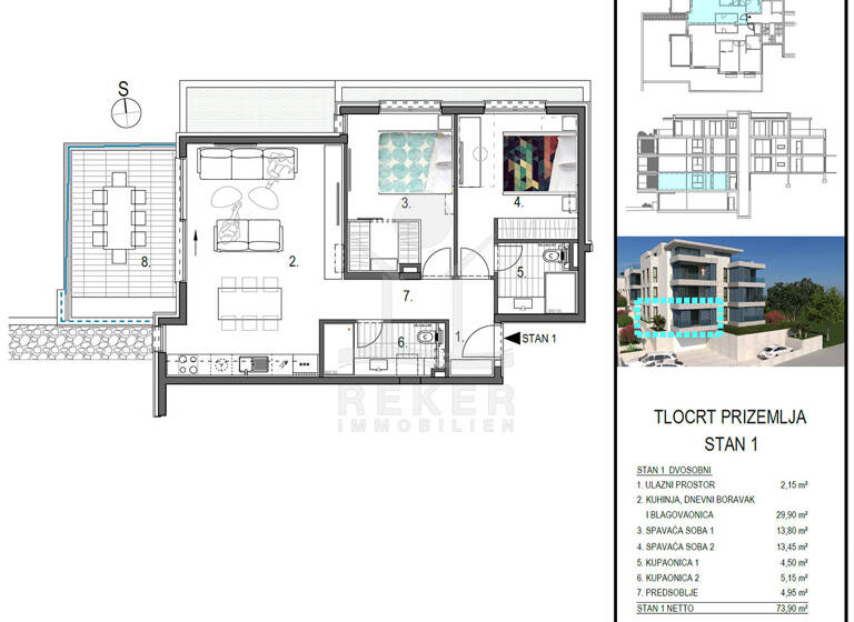 Wohnung zum Kauf - Erstbezug 445.775 € 3 Zimmer 88,2 m² EG Primosten 22202
