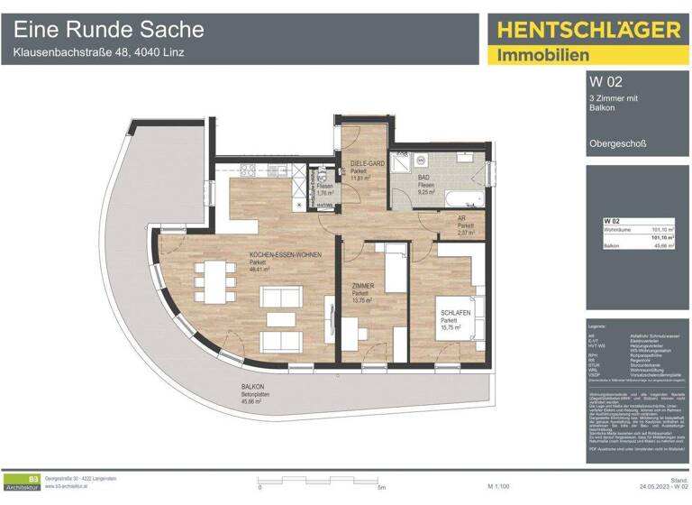 Wohnung zum Kauf - Erstbezug 760.000 € 3 Zimmer 101,1 m² 1. Geschoss Klausenbachstraße 48 Katzbach Linz 4040