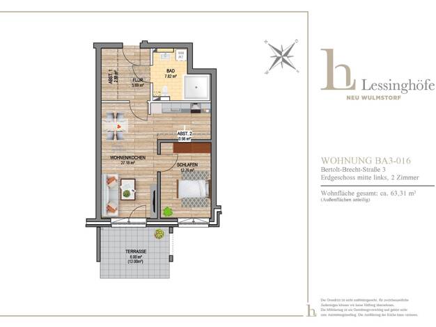 Terrassenwohnung zur Miete 796 € 2 Zimmer 63,3 m² Geschoss EG/3 frei ab 01.11.2026 Bertolt-Brecht-Straße 3 Neu Wulmstorf Neu Wulmstorf 21629