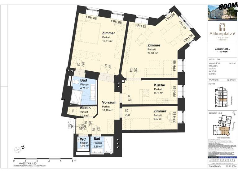 WG-Zimmer zum Kauf - Erstbezug 499.000 € 3 Zimmer 84,2 m² 1. Geschoss Wien 1150