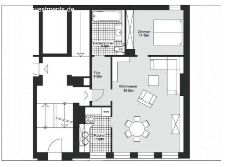 Wohnung zur Miete 1.195 € 2 Zimmer 58 m² EG frei ab 01.04.2026 Uhlenhorst Hamburg 22085