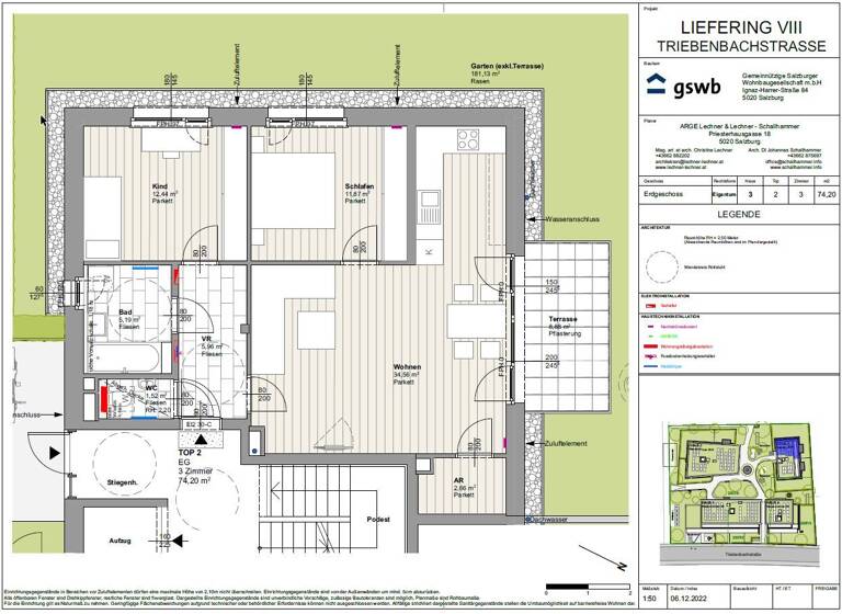 Wohnung zum Kauf - Erstbezug provisionsfrei 616.724 € 3 Zimmer 74,2 m² EG Triebenbachstraße 20A Liefering II Salzburg(Stadt) 5020