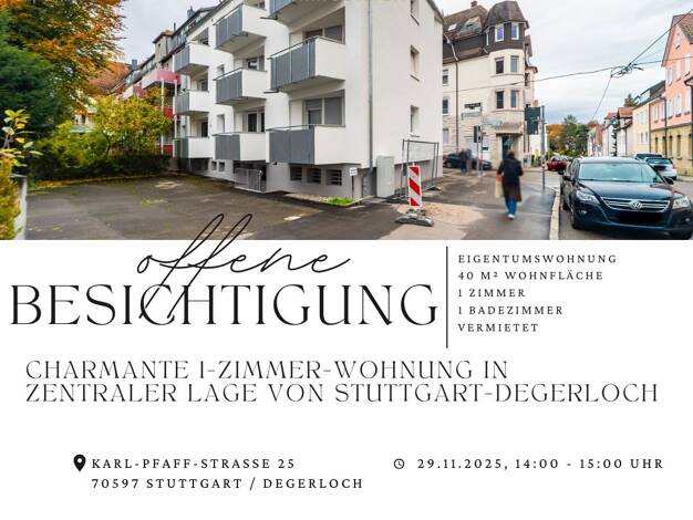 Wohnung zum Kauf 169.000 € 1 Zimmer 40 m² Degerloch Stuttgart / Degerloch 70597