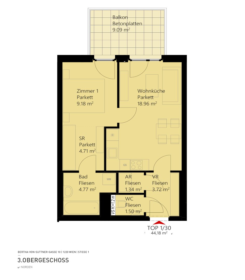 Wohnung zur Miete 646 € 2 Zimmer 44,2 m²<br/>Wohnfläche 3.<br/>Geschoss 01.02.2025<br/>Verfügbarkeit Bertha-von-Suttner-Gasse 10 Wien 1220