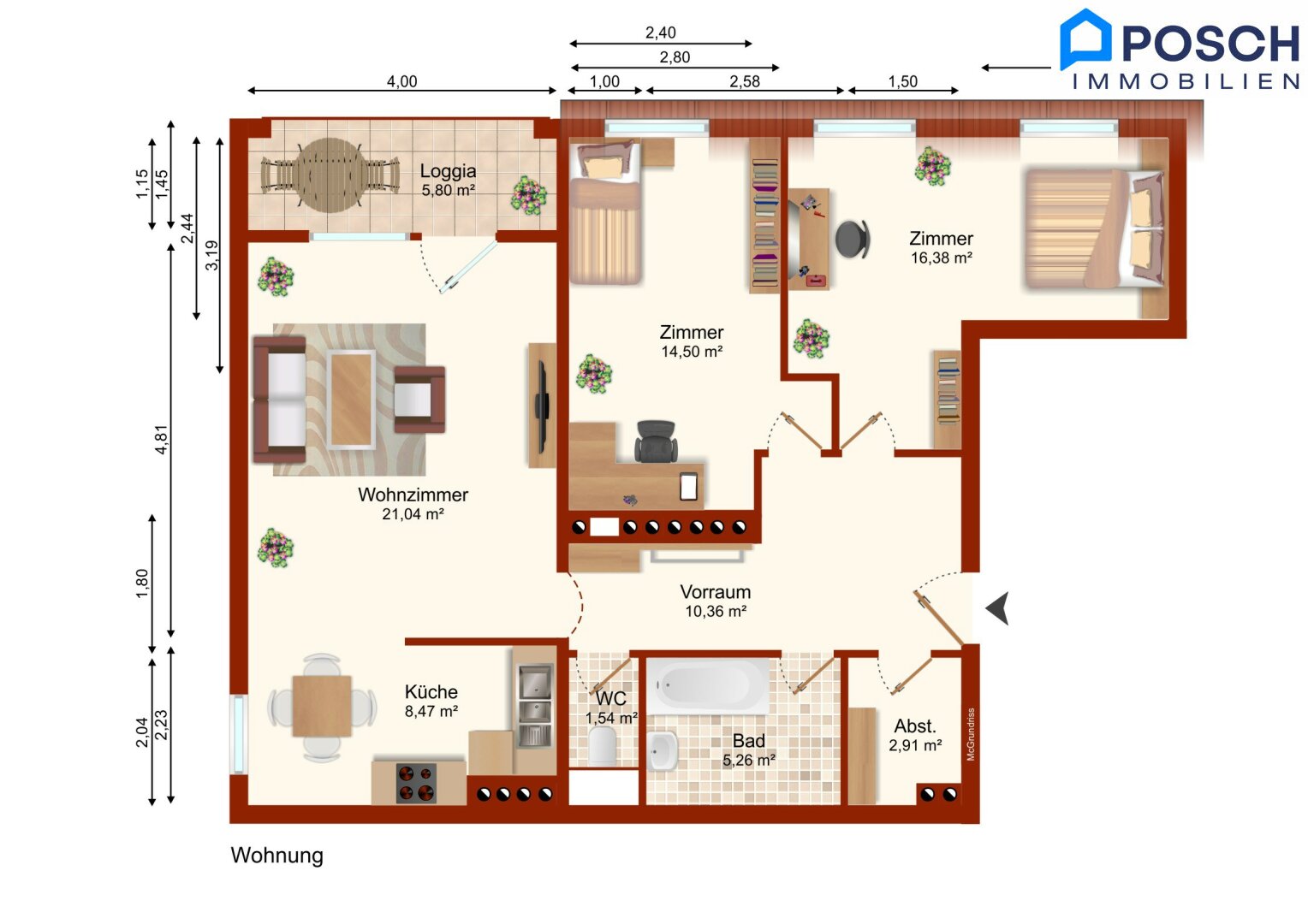 Wohnung zum Kauf 249.000 € 3 Zimmer 86,3 m²<br/>Wohnfläche 6.<br/>Geschoss Wiener Neudorf 2351