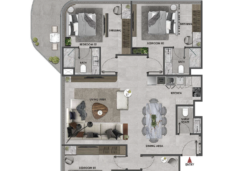 Wohnung zum Kauf provisionsfrei 1.159.425 € 5 Zimmer 155,7 m² Dubai