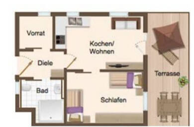 Wohnung zur Miete 900 € 2,5 Zimmer 46,2 m² EG frei ab 01.10.2025 Lottstetten Lottstetten 79807