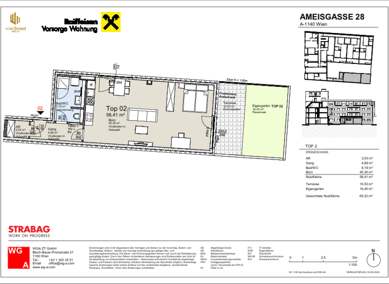 Studio zum Kauf 424.700 € 1 Zimmer 58,4 m² EG frei ab sofort Wien 1140