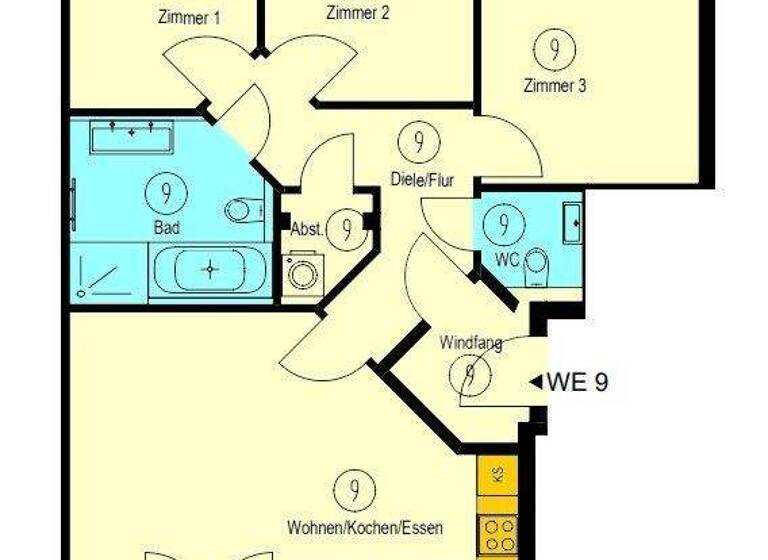 Wohnung zur Miete 1.448 € 4 Zimmer 95,3 m² 2. Geschoss Dölitzer Straße 1 Connewitz Leipzig 04275