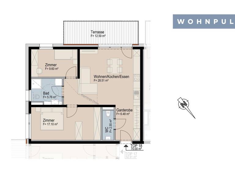 Terrassenwohnung zum Kauf - Neubau provisionsfrei 545.400 € 3 Zimmer 70 m² Huebe 43 Oberperfuss 6173