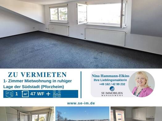 Studio zur Miete 470 € 1 Zimmer 47 m² 2. Geschoss Südoststadt Pforzheim 75175