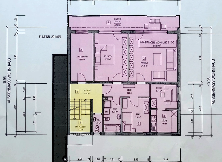 Wohnung zur Miete 1.495 € 4 Zimmer 95 m² 1. Geschoss frei ab 01.03.2026 Vorarlberger Weg 10 St. Georgen Freiburg im Breisgau 79111