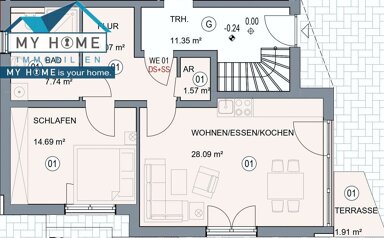 Terrassenwohnung zum Kauf provisionsfrei 254.900 € 2 Zimmer 62 m² Hauptstraße 68 Mertesdorf 54318