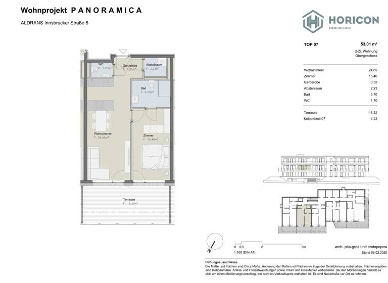 Terrassenwohnung zum Kauf provisionsfrei 459.000 € 2 Zimmer 53 m² 1. Geschoss Aldrans 6071