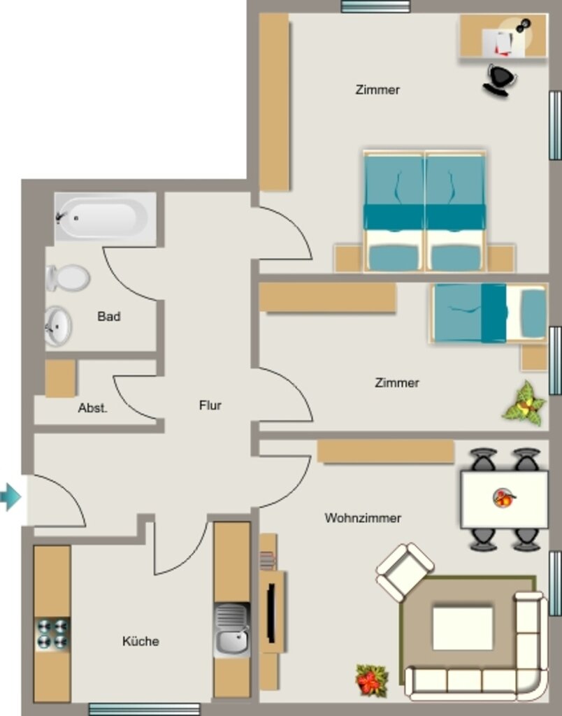 Wohnung zur Miete nur mit Wohnberechtigungsschein 386 € 3,5 Zimmer 69,4 m²<br/>Wohnfläche EG<br/>Geschoss Sterkrader Straße 40 Obermarxloh Duisburg 47166