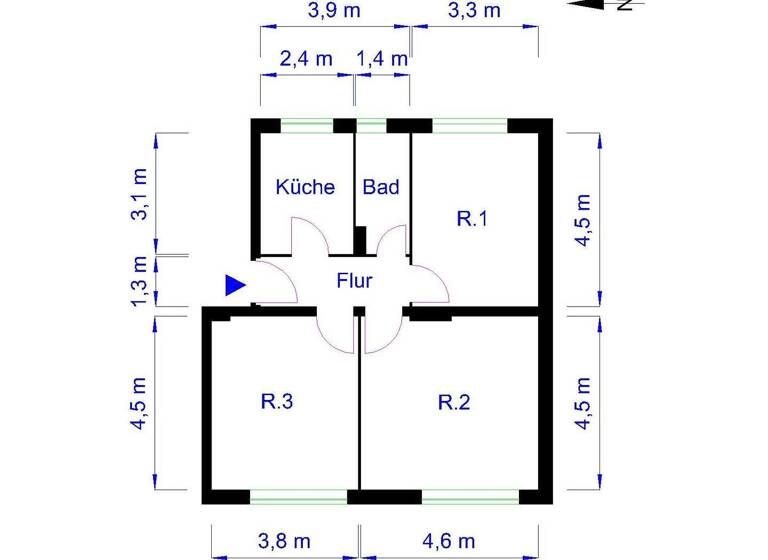 Wohnung zur Miete 537 € 3 Zimmer 67,1 m² 1. Geschoss frei ab 01.07.2026 Walbecker Str. 51 Stadtfeld West Magdeburg 39110