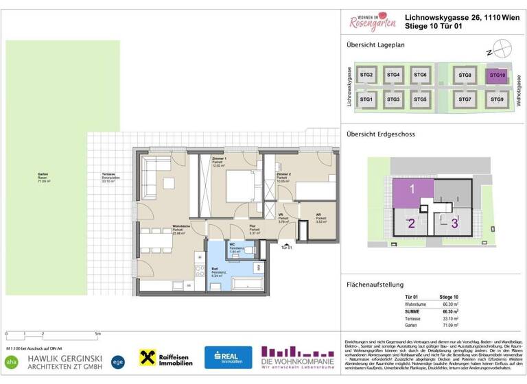 Wohnung zum Kauf - Erstbezug provisionsfrei 348.843 € 3 Zimmer 66,3 m² EG Lichnowskygasse 26 Wien 1110